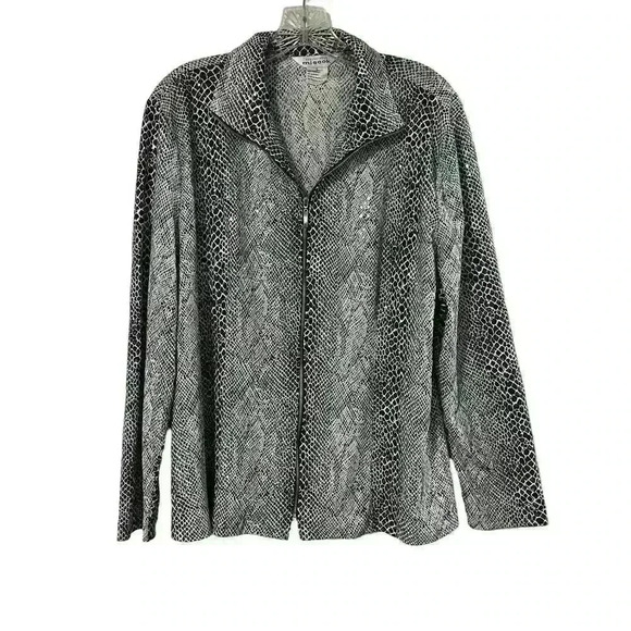 Misook Exlusively Snake Print Zipper Closure Blouse Size Large - Picture 2 of 9
